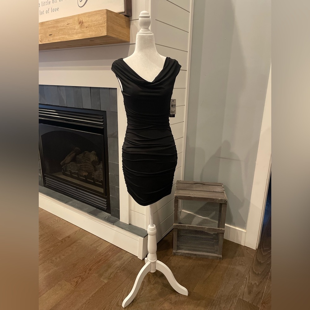 BCX Black Ruched Mini Dress